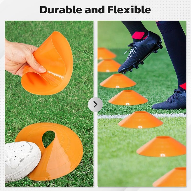 GHB Soccer Cones 25/50/100 Pack Disc Soccer Sport Cones Training Field Marker Agility Cones for Traffic, Basketball, Coaching, Practice Equipment Includes Cone Drills Guide - Image 2